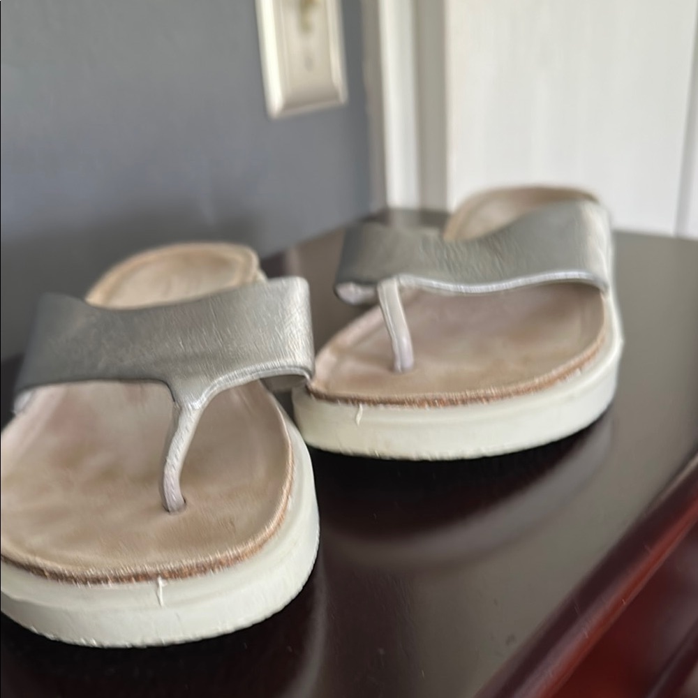 Silver Thong Sandals Ecco